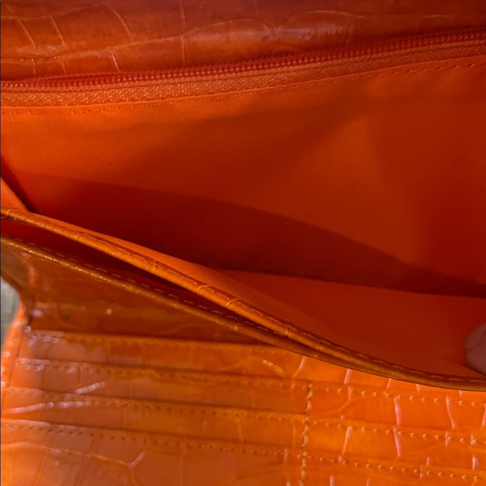 Source Unknown Vibrant Orange Crocodile-Embossed … - image 5